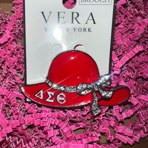 Vera New York Red Hat Brooch